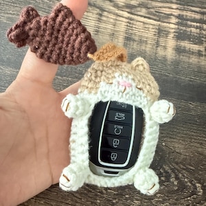 Cat fishing car key holder, car key bag, key pouch, keychain