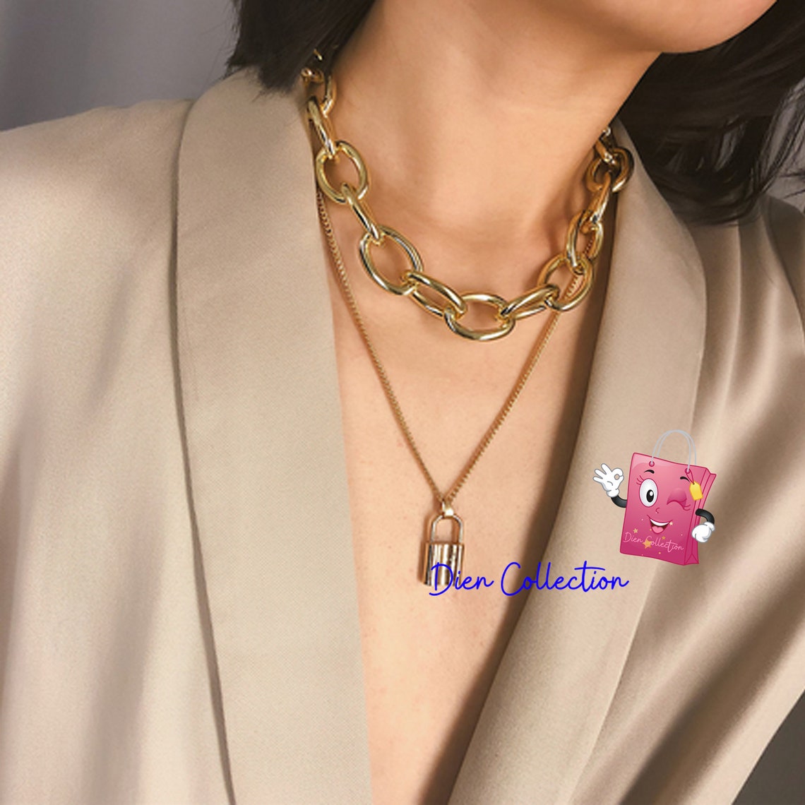 Fashionable and cool necklace Necklace Double Layered Etsy