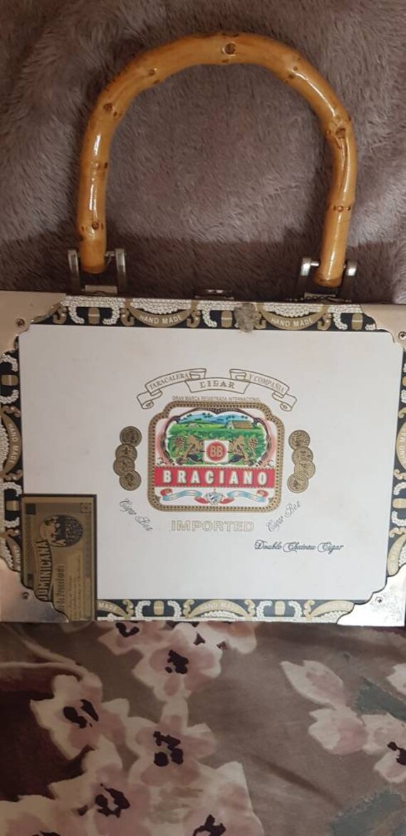 Genuine vintage cigar box Handbag braciano brand … - image 3