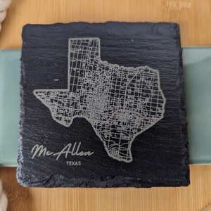 Posavasos de pizarra personalizados con diseño de mapa de ciudad y/o estado (juego de cuatro)