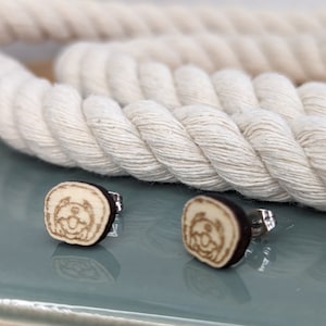 Wooden Maltese Stud Earrings