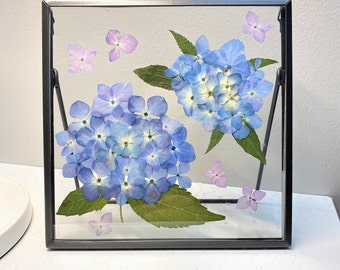Custom Pressed flower frame Pressed flower art Real flowers Hydrangea Handmade  gift Botanical art Gift for her gift for mom