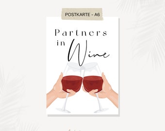 Partner nella cartolina del vino, regalo per il migliore amico, cartolina del vino, regalo per il partner, cartolina con proverbi