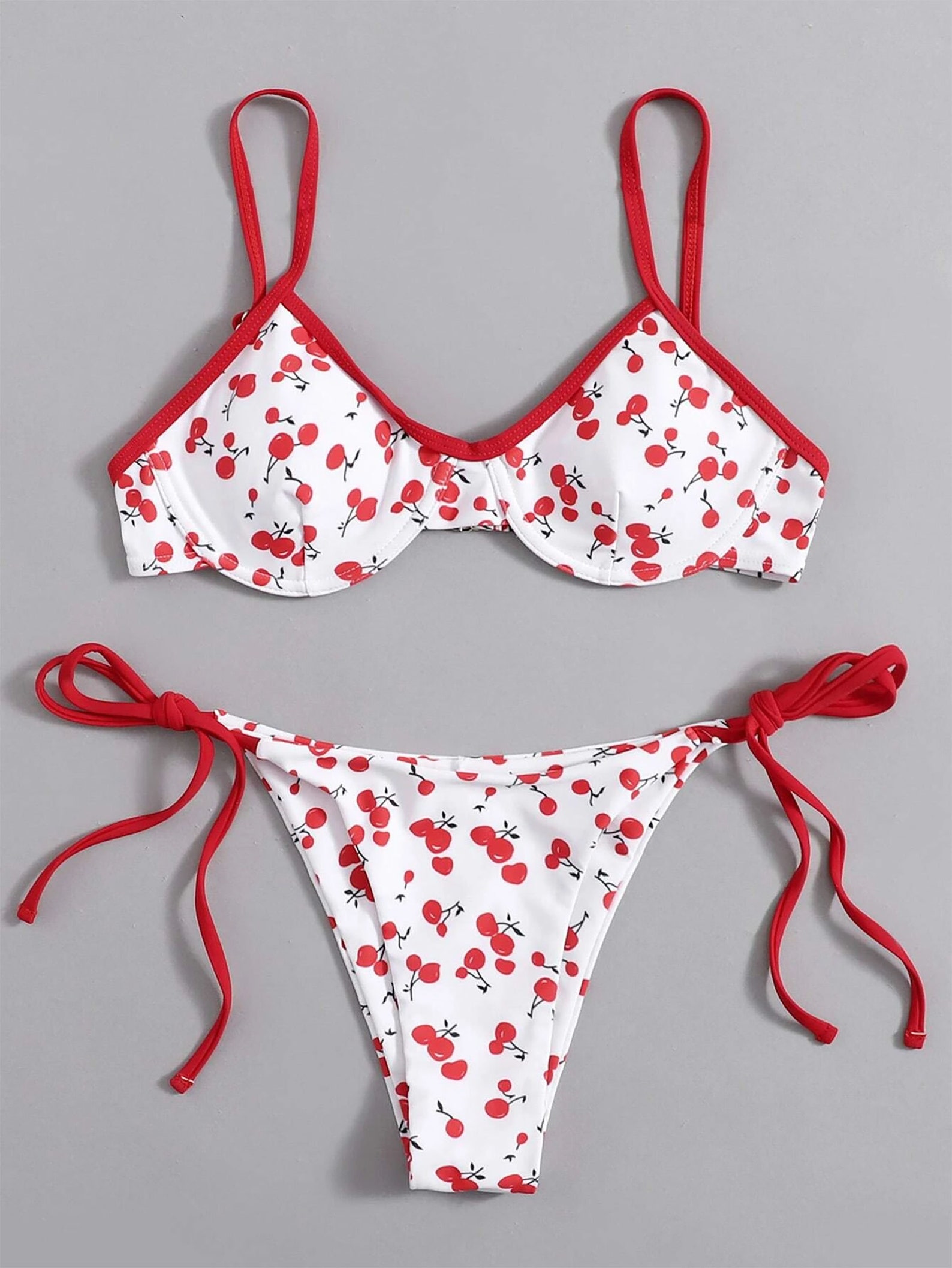 2021 Swimsuit Women Cherry Print Underwire Bikini Swimsuit Etsy