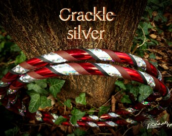 IMMEDIATELY AVAILABLE - finished Hula Hoop Crackle silver PE 19 mm (3/4") off body Beginners Hoop Colourmorph silver red bordeaux black 85 cm