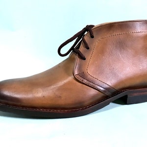 Smooked Man Boots 100% Leather, Handmade Casual Elegant Boots & Shoes, Brown Vintage High Quality, Lace Up Boots for Men, Mens Ankle Boots