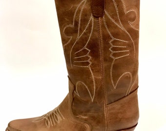 Cowgirl Brown Boots, Leather Tall Boots, Leather Boots, Womens Boots, Custom Tall Boots, Tall Boots, Handmade Leather, Pointy Toe boots