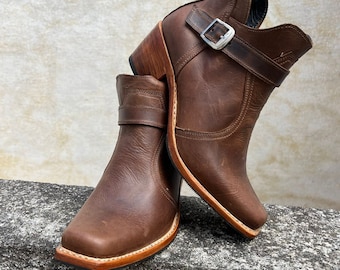 Ankle Boots, Leather Ankle Boots, Leather Boots, Boho Boots, Womens Boots, Buckle and Zipper Boots, Casual Boots, Elegant Boots