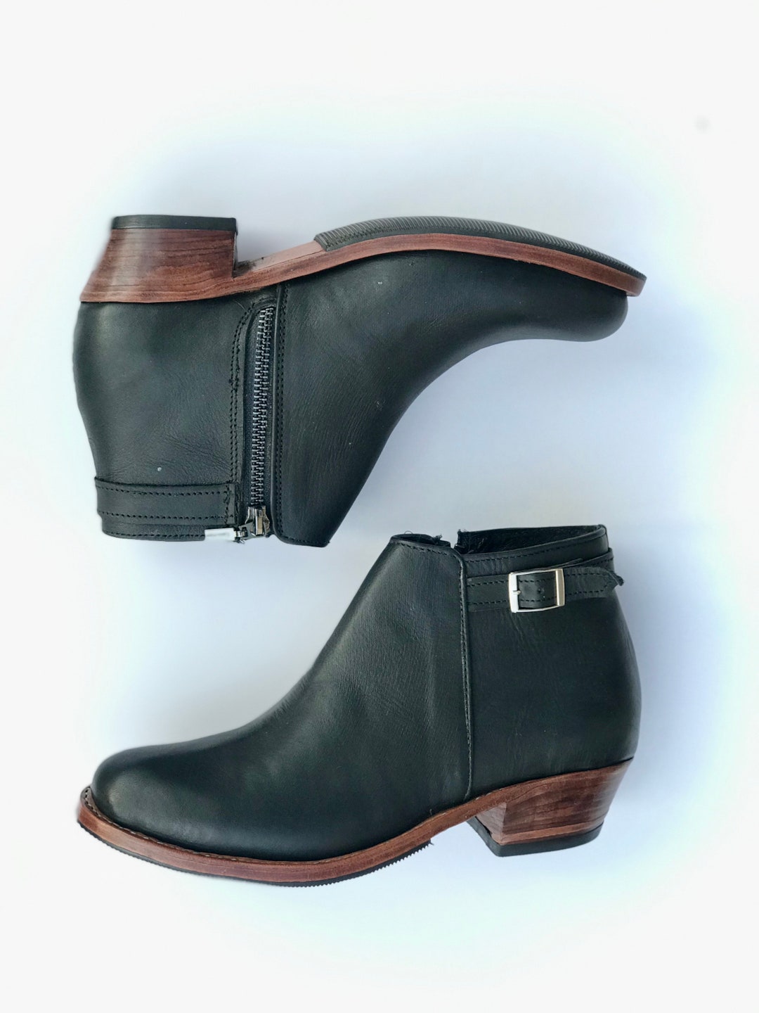 laced leather ankle boots