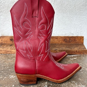 Cowgirl Red Boots, Leather Tall Boots, Leather Boots, Womens Boots, Custom Tall Boots, Tall Boots, Handmade Leather, Pointy Toe boots