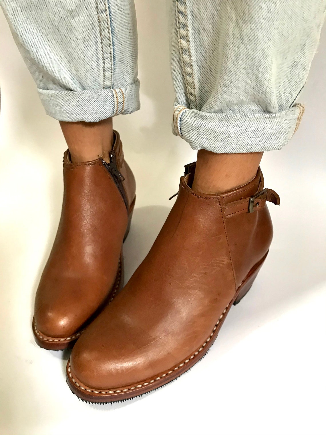 laced leather ankle boots