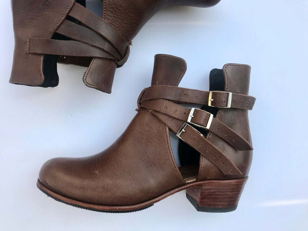 Leather Ankle Boots Straps and Buckles Boots Ankle Boots Etsy