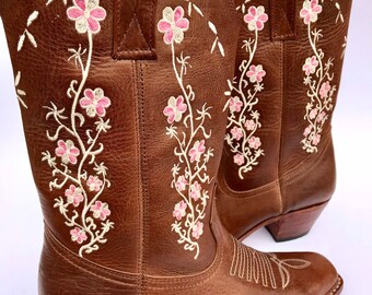 Cowgirl Decorated Boots Leather Tall 