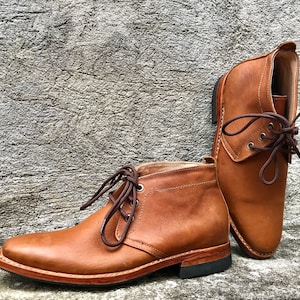 Man Boots 100% Leather, Handmade Casual Elegant Boots & Shoes, Brogue, Brown Vintage High Quality, Lace Up Boots for Men, Mens Ankle Boots