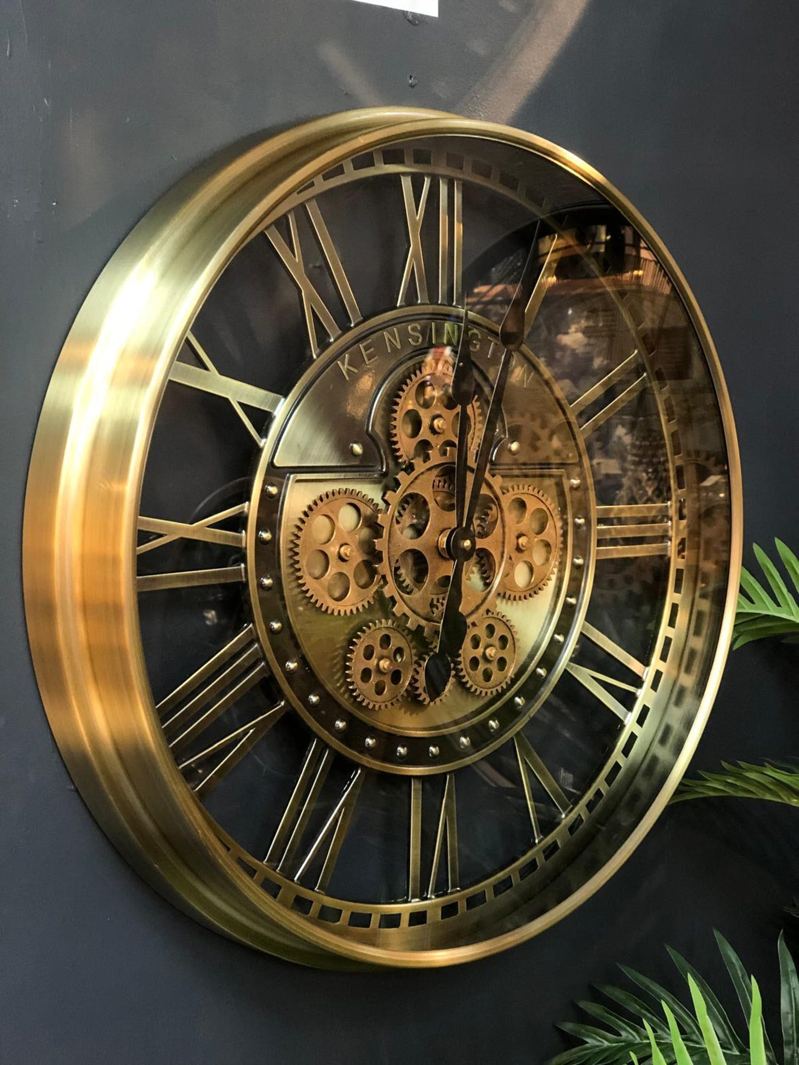 55 Cm Metal Gear Wall Clock – Silent Battery Operated, Moving Gears ...