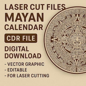 Archivo CDR del Calendario Maya – Vector cortado con láser – Descarga digital para grabado CNC y láser
