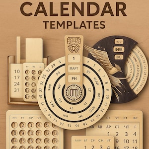 20+ Laser Cut Perpetual Calendar Templates | CDR Vector Files for CNC, Glowforge, Epilog, xTool | Reusable Desk Calendar SVG