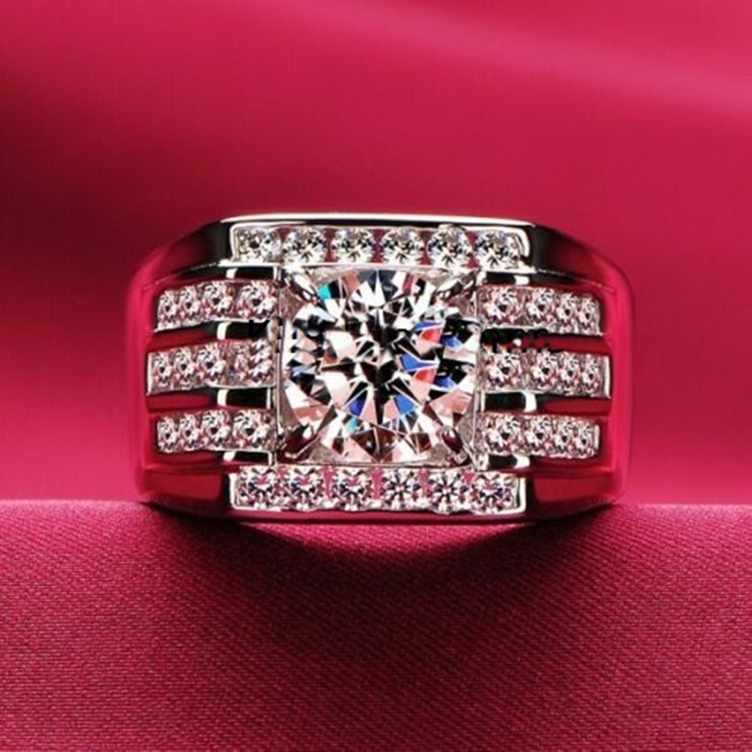 Office Wear Diamond Ring for Men's Engagement Groom Etsy