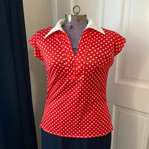 Sue Brett 70's Red/White Polka Dot Top