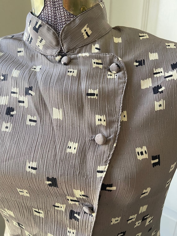 Jonathan Martin Grey Patterned Blouse - image 5