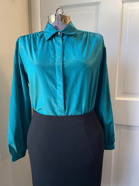 David Matthew greenish blue blouse
