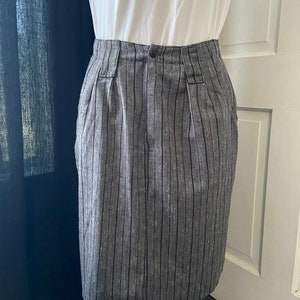 Grey and Black Striped Pencil Skirt