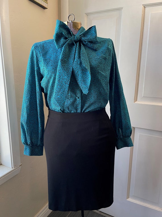 Turquoise patterned blouse - image 1