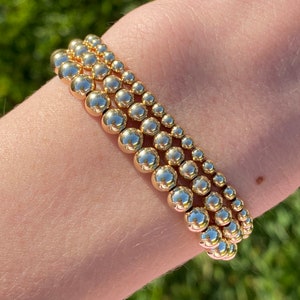 14k Gold-filled Beaded Bracelets | 3mm, 4mm, 5mm | Gold-filled Beaded Bracelet | Gold Ball Beaded Bracelet