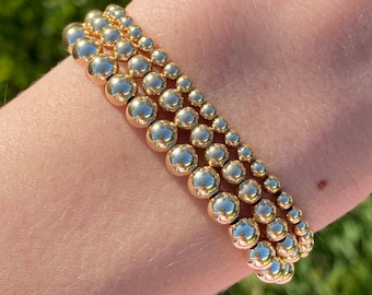 14k Gold-Filled Beaded Bracelet | Stacking Ball Bracelet