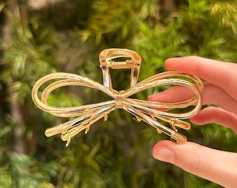 Gold Bow Hair Claw Clip | Summer Hair Accessory