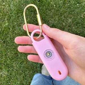 Personal Safety Alarm Keychain | 140dB Strobe Light, Gold Carabiner