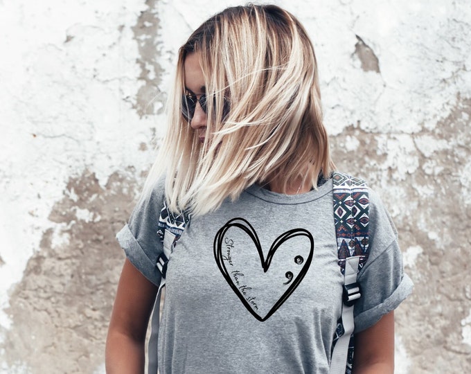 Semi Colon Black and White PNG's, Stronger Than The Storm, Digital Downloads