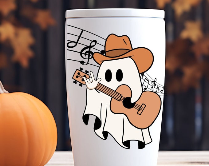 Halloween Guitar Ghost, American Sign Language Signing I Love You, Instant Download, PNG Sublimation File