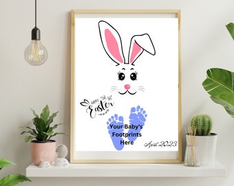 Baby Easter Bunny Footprint Art Keepsake (Digital Download)