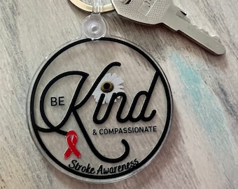 Llavero para concienciar sobre el accidente cerebrovascular, sé amable y compasivo, regalo para un accidente cerebrovascular
