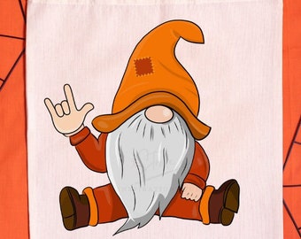 Gnomo de otoño en lenguaje de señas, te amo, PNG