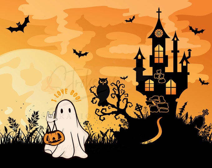 Ghost, American Sign Language, Signing I Love You, Halloween, Haunted House,Instant Download, PNG Sublimation File, tumbler wrap,
