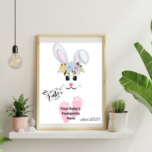 Baby Easter Bunny Keep Sake, Baby Foot Print, Baby Easter Art, Gift