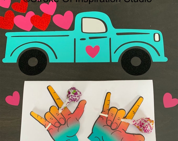 Valentine Treat Holder, Printable Card, Instant Downloadable Card, American Sign Language I Love You Classroom Treat Holder