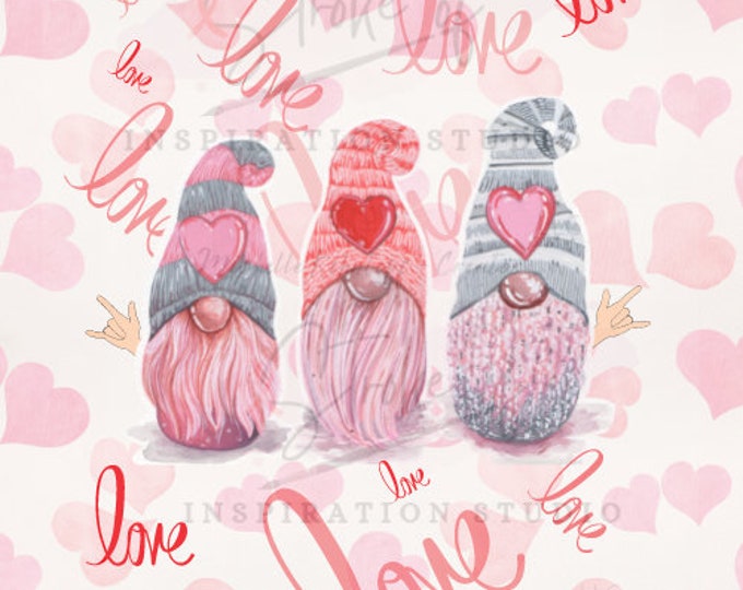 American Sign Language, Signing I Love You Gnomes, Instant Download, Sublimation, PNG, Valentines