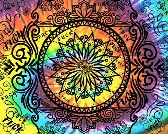 Joder, malas palabras ocultas, mandala teñido anudado, PNG