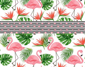 Tropical Print, Flamingo Pattern Paper, PNG