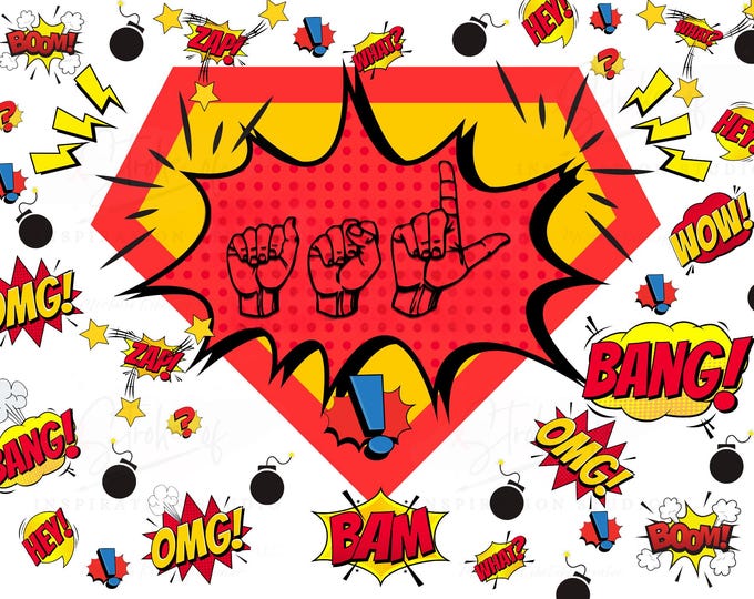 ASL Comic Super Hero PNG, Sublimation, Transparent