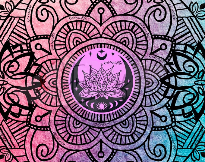 Mandala, Lotus, Namaste, PNG, Digital Download, Mug, sublimation