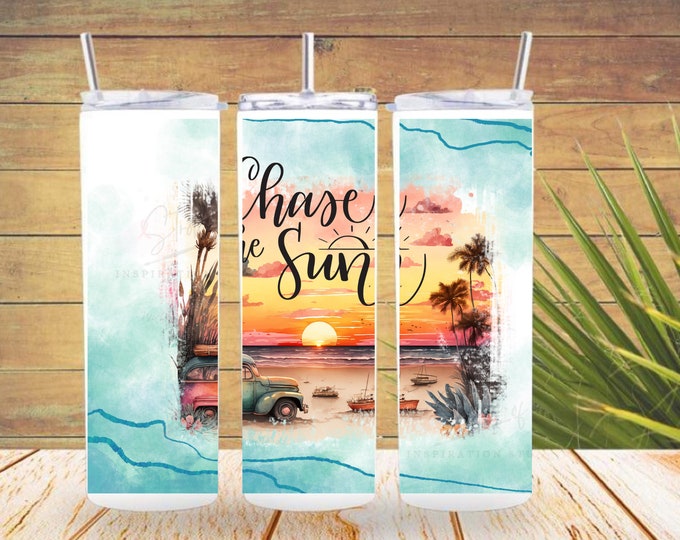 Beach, Chase The Sun, Instant Download, PNG Sublimation File