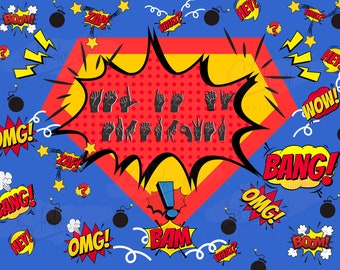 ASL es MI superpoder con fondo azul Sublimación PNG