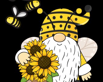 Bee Hive Gnome and Bumble Bee, Sublimation  PNG,