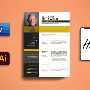 CV Template, Resume Template 2021, Word, Illustrator, Cover Letter, Professional and Creative Resume, Instant Download