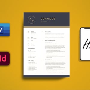 CV Template, Resume Template 2021, Word, InDesign, Cover Letter, Professional and Creative Resume, Instant Download