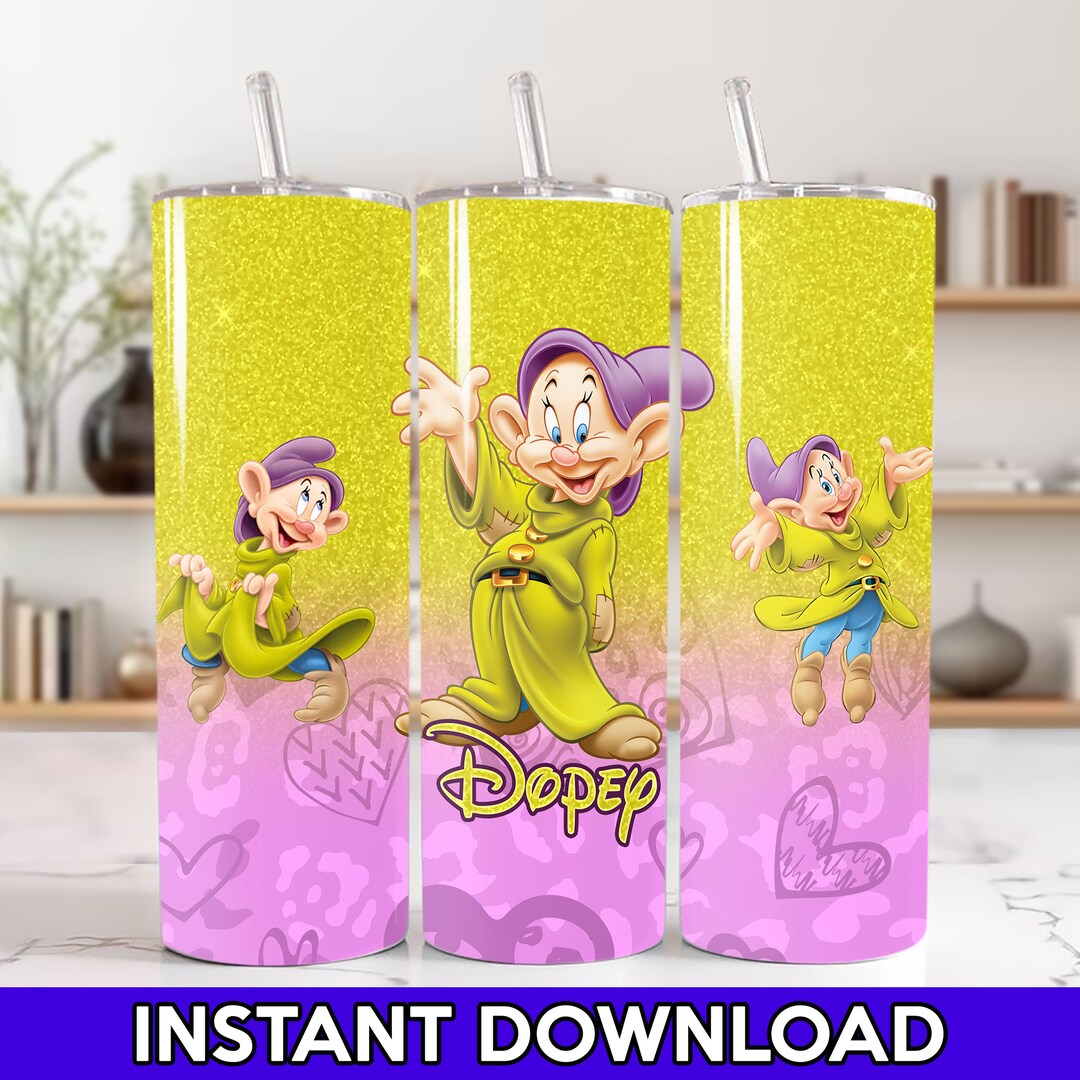 Dopey Dwarf Tumbler Wrap Digital Tumbler Sublimation Design Download ...